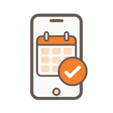 予約を確認するカレンダーとスマートフォンのイラスト