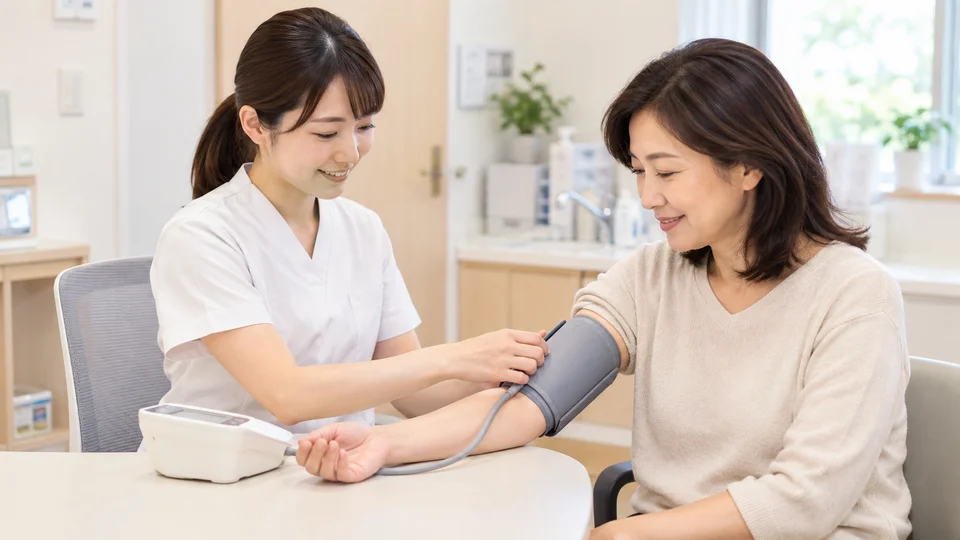 看護師が血圧を測定するイメージ